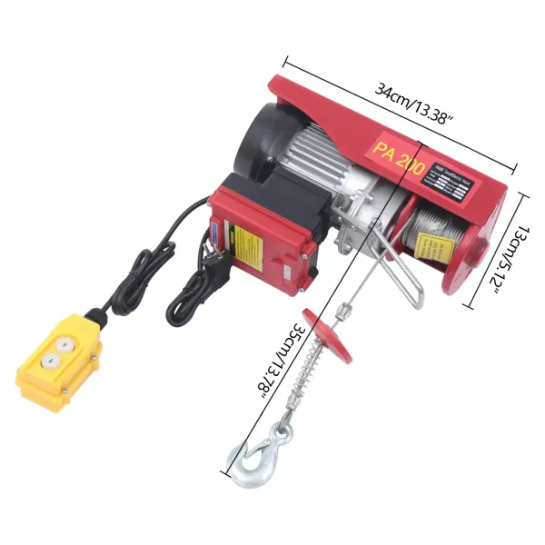 Palan Eléctrico de 220 V con cable de 100/200 kg, Treuil-Palan eléctrico con control para casa, taller y garaje (440lbs/200 kg)