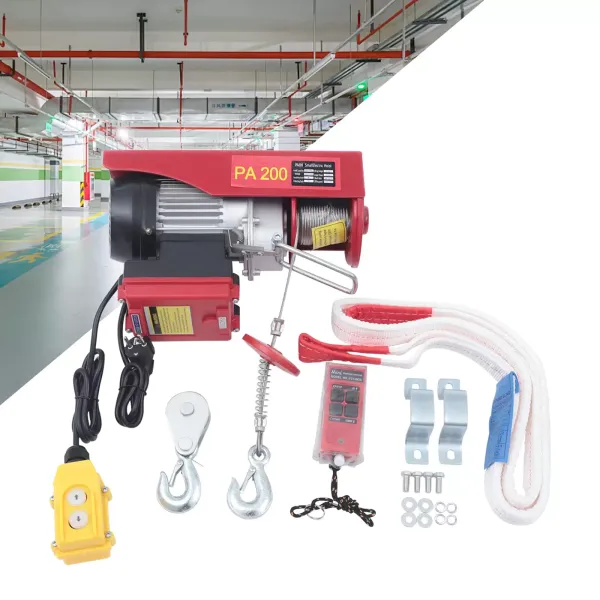 Palan Eléctrico de 220 V con cable de 100/200 kg, Treuil-Palan eléctrico con control para casa, taller y garaje (440lbs/200 kg)