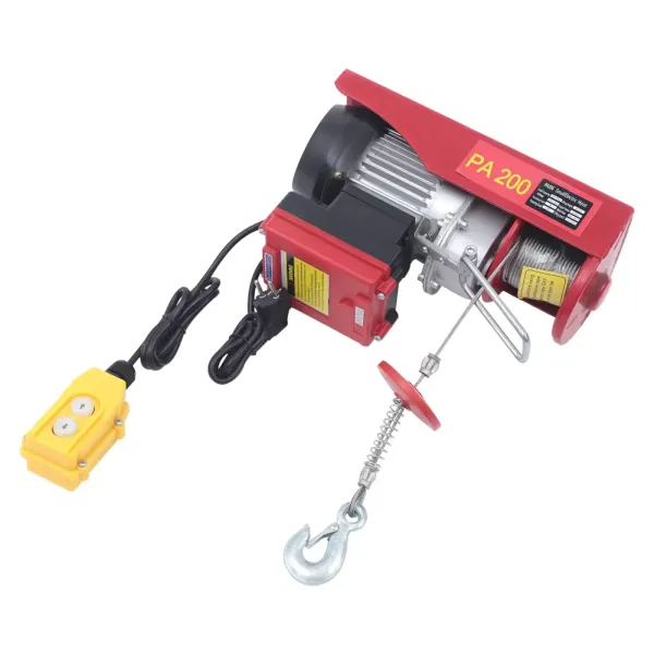 Palan Eléctrico de 220 V con cable de 100/200 kg, Treuil-Palan eléctrico con control para casa, taller y garaje (440lbs/200 kg)