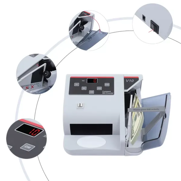 Contadora de dinero Sistemas UV WM y MG Contador de dinero Pantalla LED Hasta 600 billetes/min