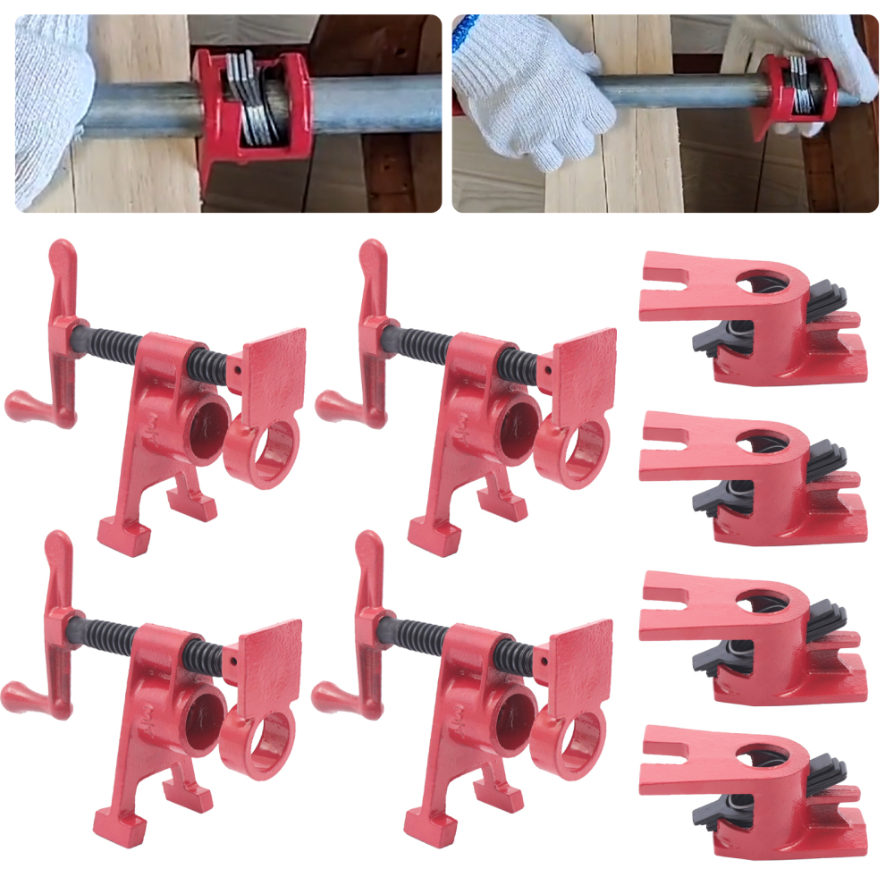3/4" Juego de abrazaderas para tubos de madera de encolado, de barra de liberación rápida de hierro fundido
