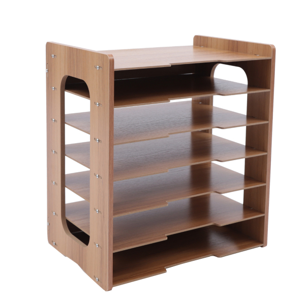 Organizador de papel de oficina de madera de 7 niveles, amplio, para escritorio, archivador y bandeja para cartas.