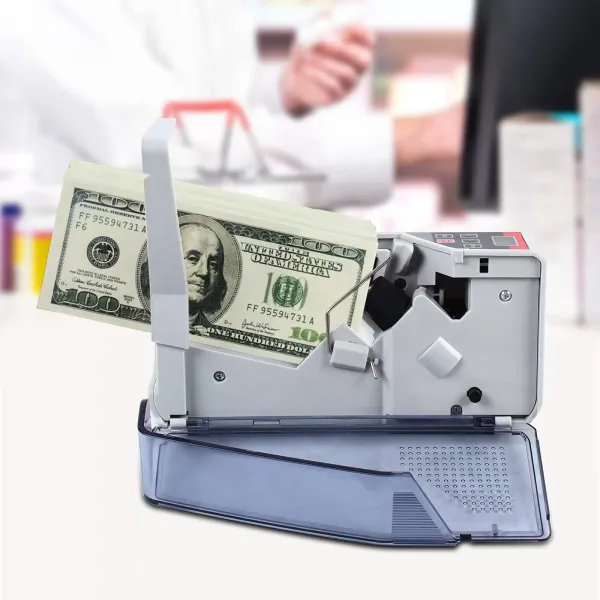 Mini detector de billetes falsos, contador de billetes, máquina para billetes mixtos, portátil, (600 unidades/min v40, 190 x 50 x 90 mm), color gris