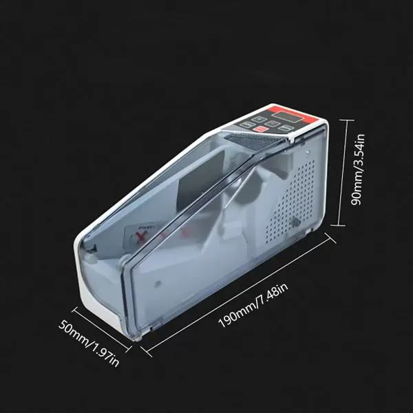 Mini detector de billetes falsos, contador de billetes, máquina para billetes mixtos, portátil, (600 unidades/min v40, 190 x 50 x 90 mm), color gris