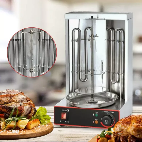 Parrilla giratoria eléctrica para barbacoa giratoria, vertical, apta para reuniones familiares y amigos
