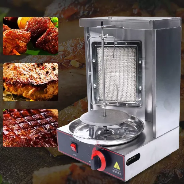 Parrilla para kebap,  parrilla vertical, 1500 W, de acero inoxidable