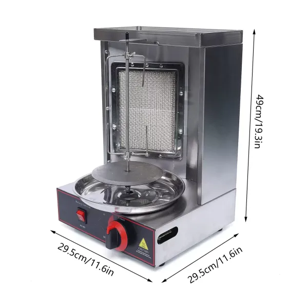 Parrilla para kebap, parrilla vertical, 1500 W, de acero inoxidable Parrilla para kebap, parrilla vertical, 1500 W, de acero inoxidable