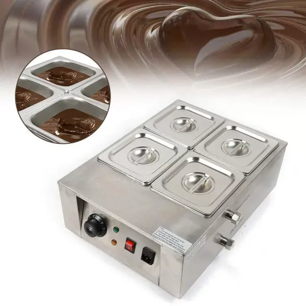 Derretidor eléctrico de Chocolate con 4 ollas de Acero Inoxidable 30-80 ℃ Baño de Agua Derretidor Fondue de Chocolate