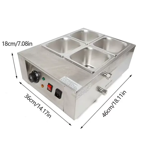 Derretidor eléctrico de Chocolate con 4 ollas de Acero Inoxidable 30-80 ℃ Baño de Agua Derretidor Fondue de Chocolate