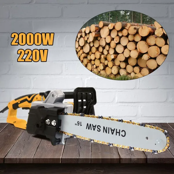 CNCEST Motosierra Electrica 2000W-Diámetro de Corte 25-35cm -Lubricación Automática-Cadena de Ajuste Sin Herramientas