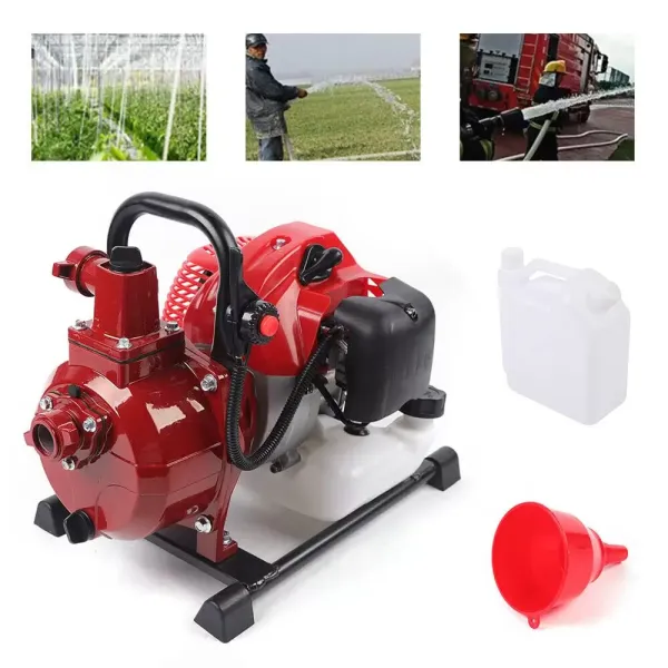 Bomba de agua portátil de dos tiempos con tubo de entrada de 2 m y juego de herramientas de agua doméstica 10 m³/h. Bomba de agua portátil de dos tiempos con tubo de entrada de 2 m y juego de herramientas de agua doméstica 10 m³/h.