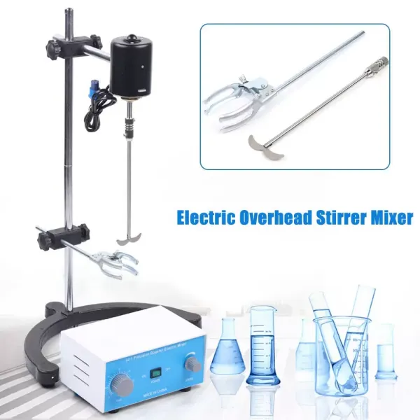 Agitador eléctrico de laboratorio, de precisión, 3000 rpm, con varilla mezcladora de acero inoxidable (60 W)