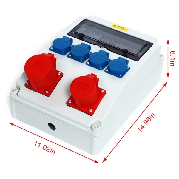 Distribuidor de pared CEE 230 V 16 A/32 A, distribuidor de corriente para obras de construcción, ambientes húmedos, impermeable Distribuidor de pared CEE 230 V 16 A/32 A, distribuidor de corriente para obras de construcción, ambientes húmedos, impermeable