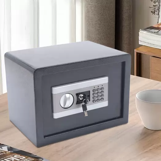 Caja fuerte electrónica con cerradura numérica y 2 llaves de emergencia, teclado numérico seguro