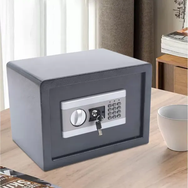 Caja fuerte electrónica con cerradura numérica y 2 llaves de emergencia, teclado numérico seguro