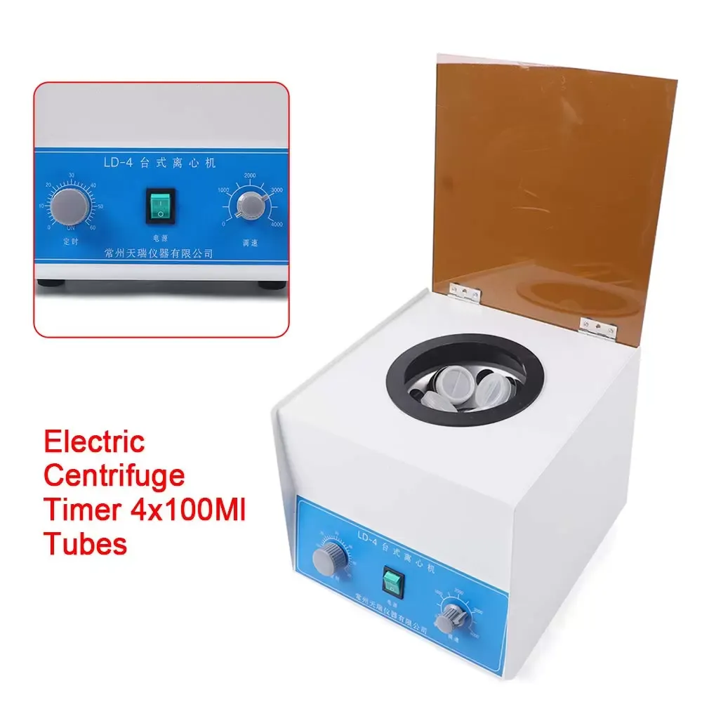 X4 - Tubos de 100 ml, centrifugado, 4000 U/min, temporizador de laboratorio, 220 V, velocidad ajustable