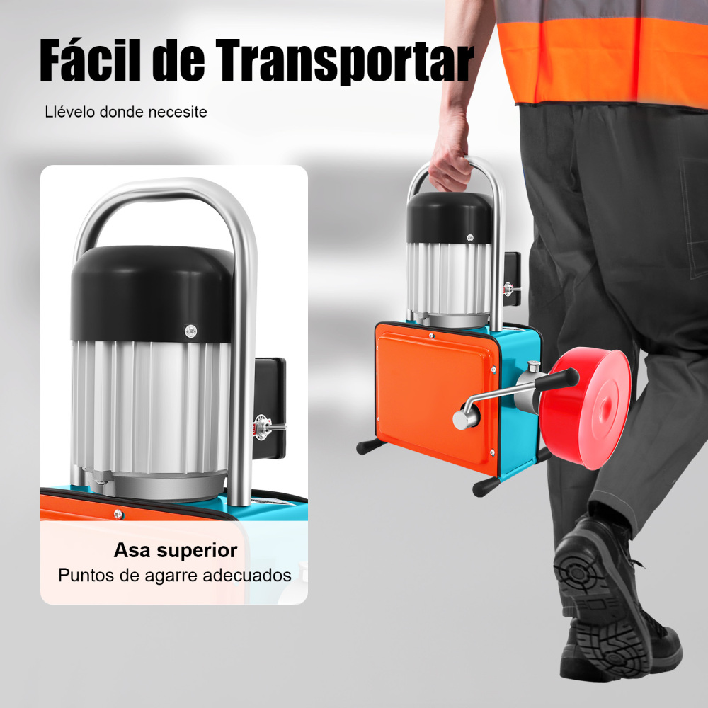 Máquina de limpieza de tuberías eléctrica, 1000 W, 16 mm, para tuberías de 20-150 mm de diámetro