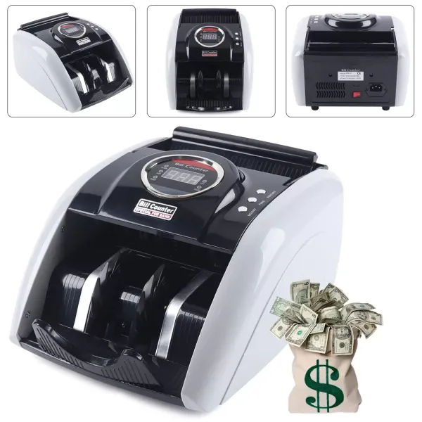Contador de billetes, contador de dinero, máquina con sistemas UV y MG, contador de billetes con pantalla LED para euros