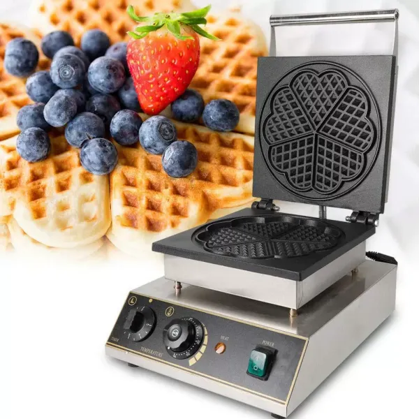 Gofrera con forma de corazón, máquina de gofres eléctrica, gofres para gofres clásicas, antiadherente, 1750 W, acero inoxidable