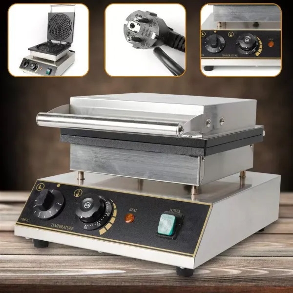 Gofrera con forma de corazón, máquina de gofres eléctrica, gofres para gofres clásicas, antiadherente, 1750 W, acero inoxidable