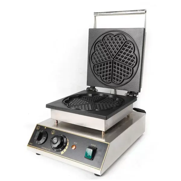 Gofrera con forma de corazón, máquina de gofres eléctrica, gofres para gofres clásicas, antiadherente, 1750 W, acero inoxidable