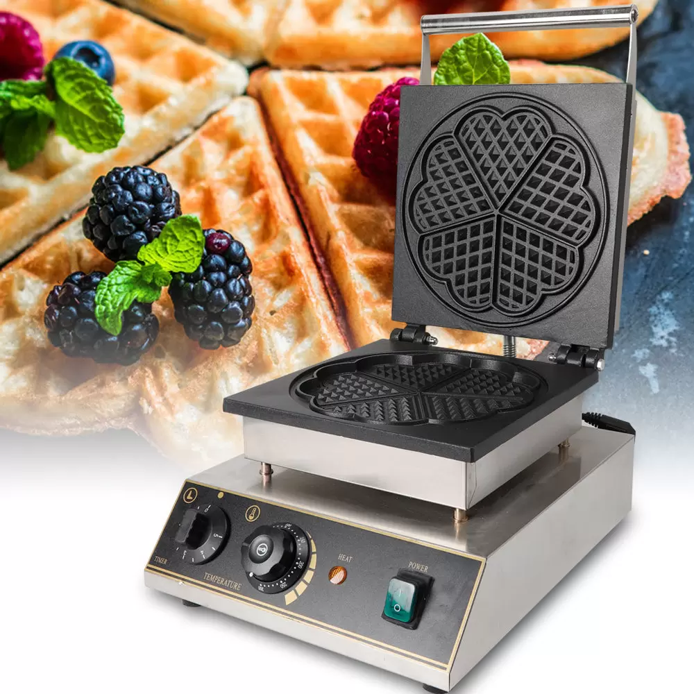 Gofrera con forma de corazón, máquina de gofres eléctrica, gofres para gofres clásicas, antiadherente, 1750 W, acero inoxidable