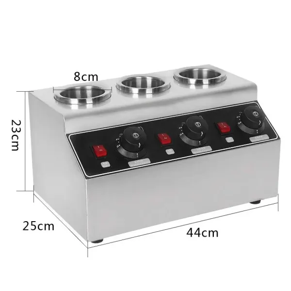 CNCEST Dispensador de bomba de acero inoxidable, calentador de salsa y queso, eléctrico comercial, calentador de salsa con 3 cabezales
