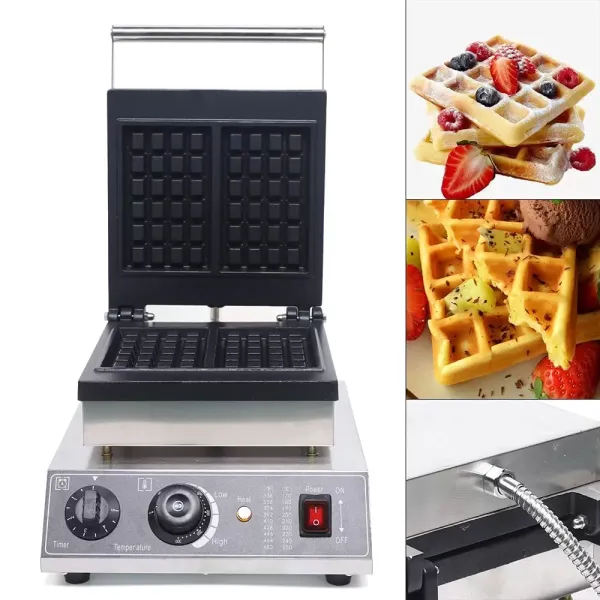 Gofrera doble de 1500 W, antiadherente, de tiempo controlable, termostato automático de 50 ~ 300 ℃, giratorio 180 °, para casa y comercial Gofrera doble de 1500 W, antiadherente, de tiempo controlable, termostato automático de 50 ~ 300 ℃, giratorio 180 °, para casa y comercial