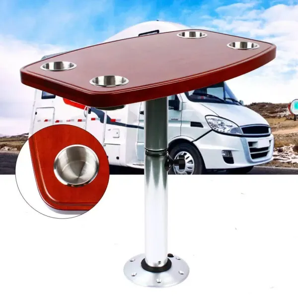 Yate, estructura de mesa para barco, mesaca, base  marina, barco, caravana, con altura ajustable y 4 soportes para tazas