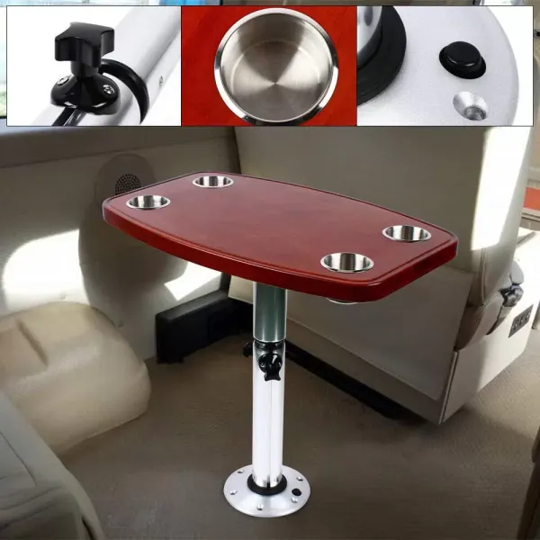 Yate, estructura de mesa para barco, mesaca, base  marina, barco, caravana, con altura ajustable y 4 soportes para tazas