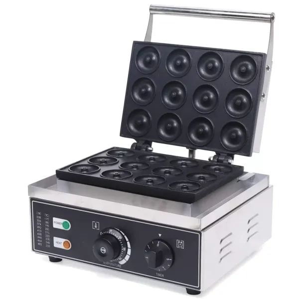 Máquina eléctrica para hacer donuts (220 V, 1500 W, antiadherente, 12 unidades, 5 cm)