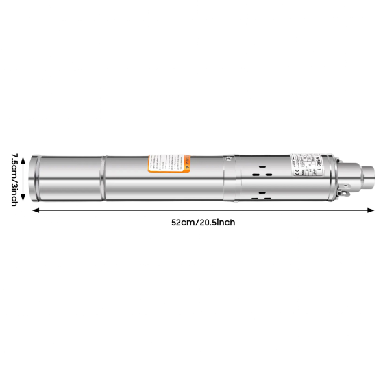 Bomba sumergible para pozos profundos de 7,6 cm, acero inoxidable, 230 V, 250 W, 1600 l/h, 80 m, compatible con arena, con cable de 20 m
