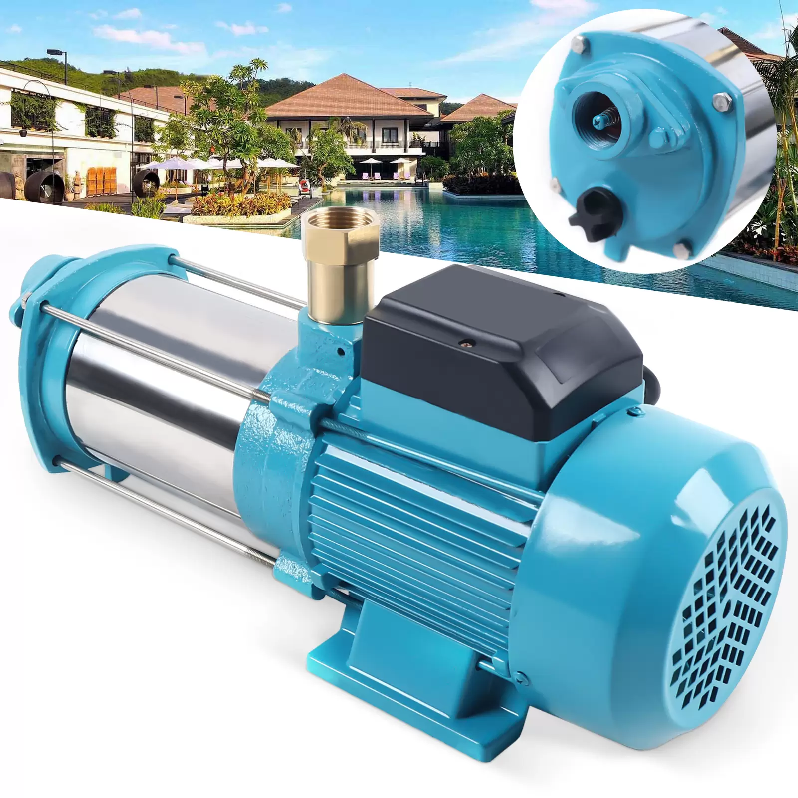 CNCEST Bomba centrífuga 1300W 4000 L/H con controlador, Bomba de agua para tuberías