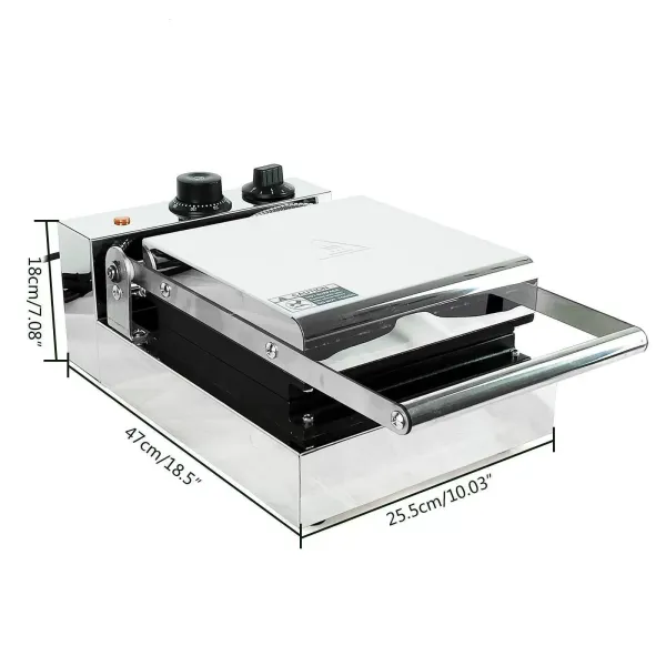 Gofrera comercial de 220 V, 4 unidades, acero inoxidable, no pegado, 1300 W