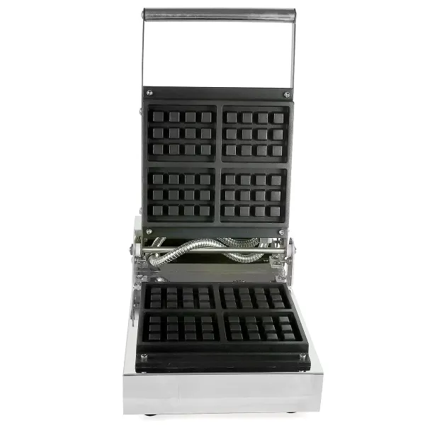 Gofrera comercial de 220 V, 4 unidades, acero inoxidable, no pegado, 1300 W