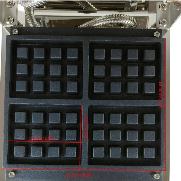 Gofrera comercial de 220 V, 4 unidades, acero inoxidable, no pegado, 1300 W Gofrera comercial de 220 V, 4 unidades, acero inoxidable, no pegado, 1300 W