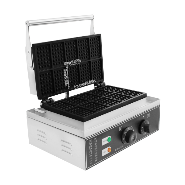 Gofrera eléctrica comercial de acero inoxidable con 10 rejillas, 220 V, 1500 W, con revestimiento antiadherente, 50 ~ 300 Celsius Gofrera eléctrica comercial de acero inoxidable con 10 rejillas, 220 V, 1500 W, con revestimiento antiadherente, 50 ~ 300 Celsius
