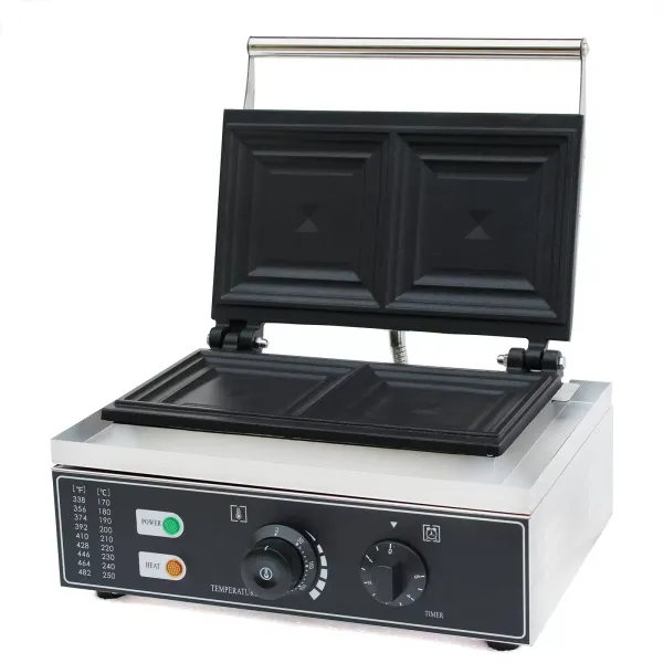 Sandwichera eléctrica comercial de 1500 W, para dos sándwiches triangulares Sandwichera eléctrica comercial de 1500 W, para dos sándwiches triangulares