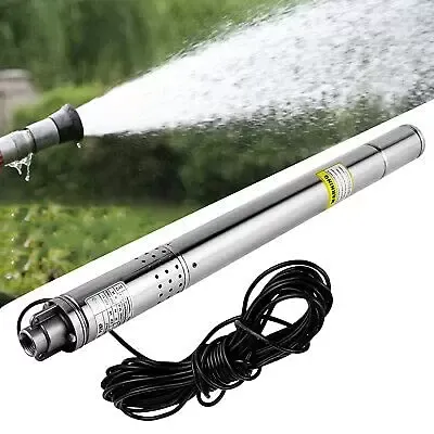 CNCEST Bomba sumergible para pozos profundos (370 W, acero inoxidable, 1000 l/h, altura de entrega: 55 m, con cable de conexión de 15 m)