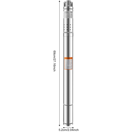 CNCEST Bomba sumergible para pozos profundos (370 W, acero inoxidable, 1000 l/h, altura de entrega: 55 m, con cable de conexión de 15 m)