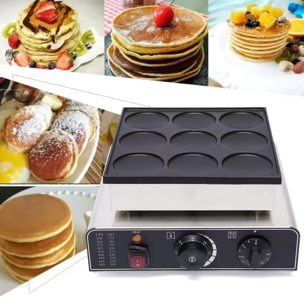 CNCEST Gofrera eléctrica para tortitas, 9 unidades, acero inoxidable, antiadherente, 50 ~ 300 ℃ CNCEST Gofrera eléctrica para tortitas, 9 unidades, acero inoxidable, antiadherente, 50 ~ 300 ℃