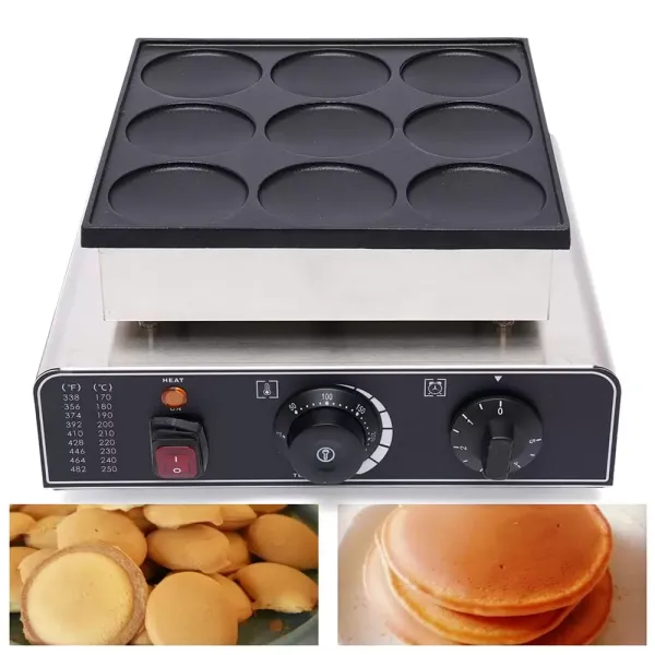 CNCEST Gofrera eléctrica para tortitas, 9 unidades, acero inoxidable, antiadherente, 50 ~ 300 ℃ CNCEST Gofrera eléctrica para tortitas, 9 unidades, acero inoxidable, antiadherente, 50 ~ 300 ℃