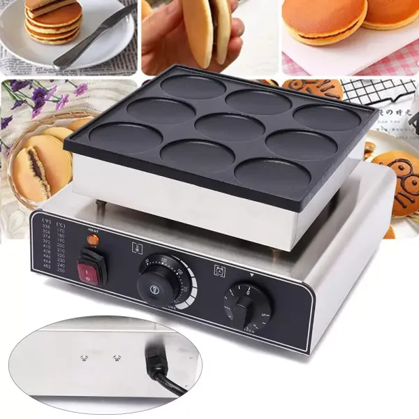 CNCEST Gofrera eléctrica para tortitas, 9 unidades, acero inoxidable, antiadherente, 50 ~ 300 ℃ CNCEST Gofrera eléctrica para tortitas, 9 unidades, acero inoxidable, antiadherente, 50 ~ 300 ℃