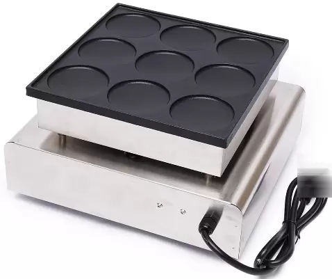 CNCEST Gofrera eléctrica para tortitas, 9 unidades, acero inoxidable, antiadherente, 50 ~ 300 ℃