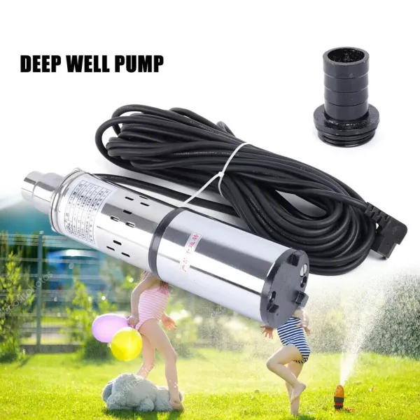 Bomba para pozos profundos, 48 V, 280 W, 16 l/min, bomba de jardín, diámetro de la bomba: 8 cm, salida: 30 mm Bomba para pozos profundos, 48 V, 280 W, 16 l/min, bomba de jardín, diámetro de la bomba: 8 cm, salida: 30 mm