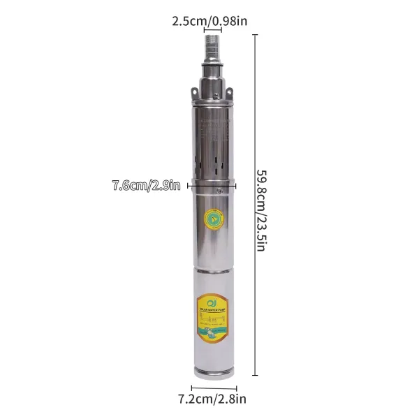 Bomba solar para pozos profundos, CC 24 V, 370 W, sumergible, hasta 65 m, 2 m³/h, bomba de agua incorporada MPPT para agua doméstica, riego de jardín