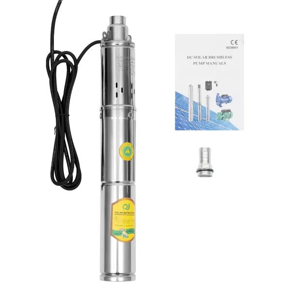 Bomba solar para pozos profundos, CC 24 V, 370 W, sumergible, hasta 65 m, 2 m³/h, bomba de agua incorporada MPPT para agua doméstica, riego de jardín