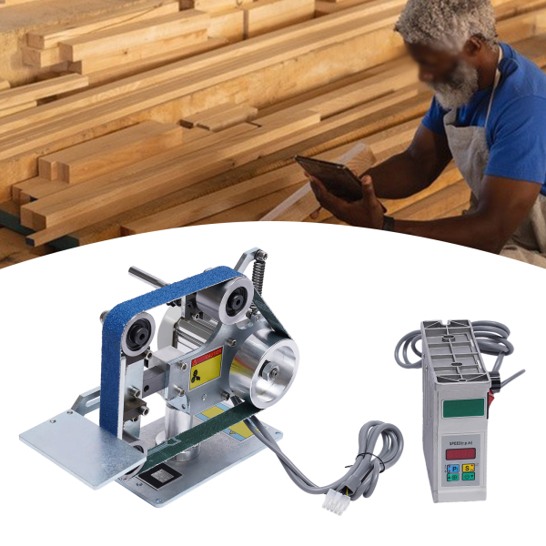 Lijadora de banda con 2 bandas de lijado, 550 W, lijadora eléctrica para madera, lijadora de banda ajustable