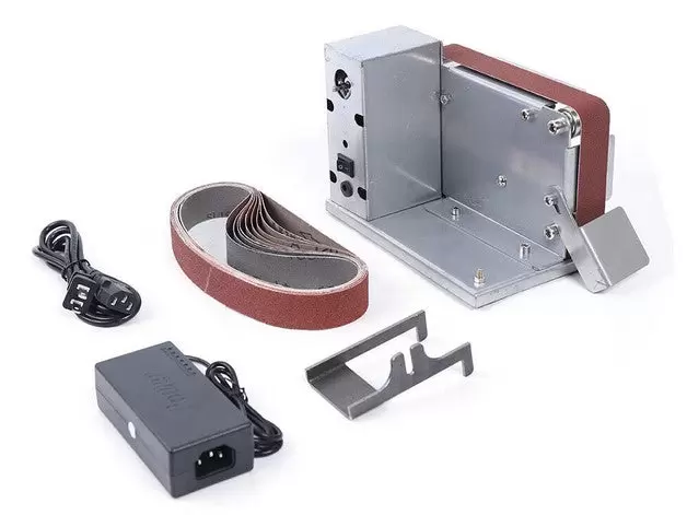 Mini lijadora de banda eléctrica para bricolaje + 10 x 30 mm cinta de lija