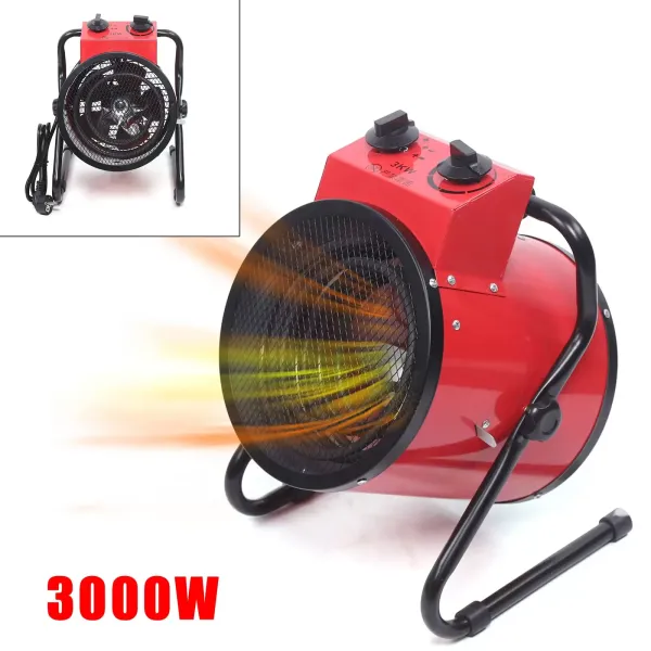 Calefactor eléctrico de 3000 W, ventilador para taller, 220 V, tres velocidades ajustables, protección contra sobrecalentamiento Calefactor eléctrico de 3000 W, ventilador para taller, 220 V, tres velocidades ajustables, protección contra sobrecalentamiento